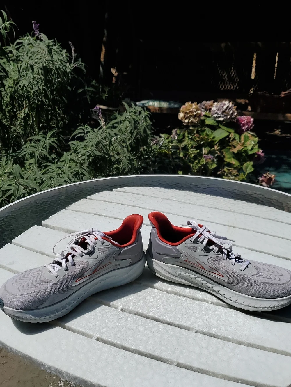 Altra Torin 7 Size US 11 Wide. Grey Red Colorway. Good/Excellent Used Condition